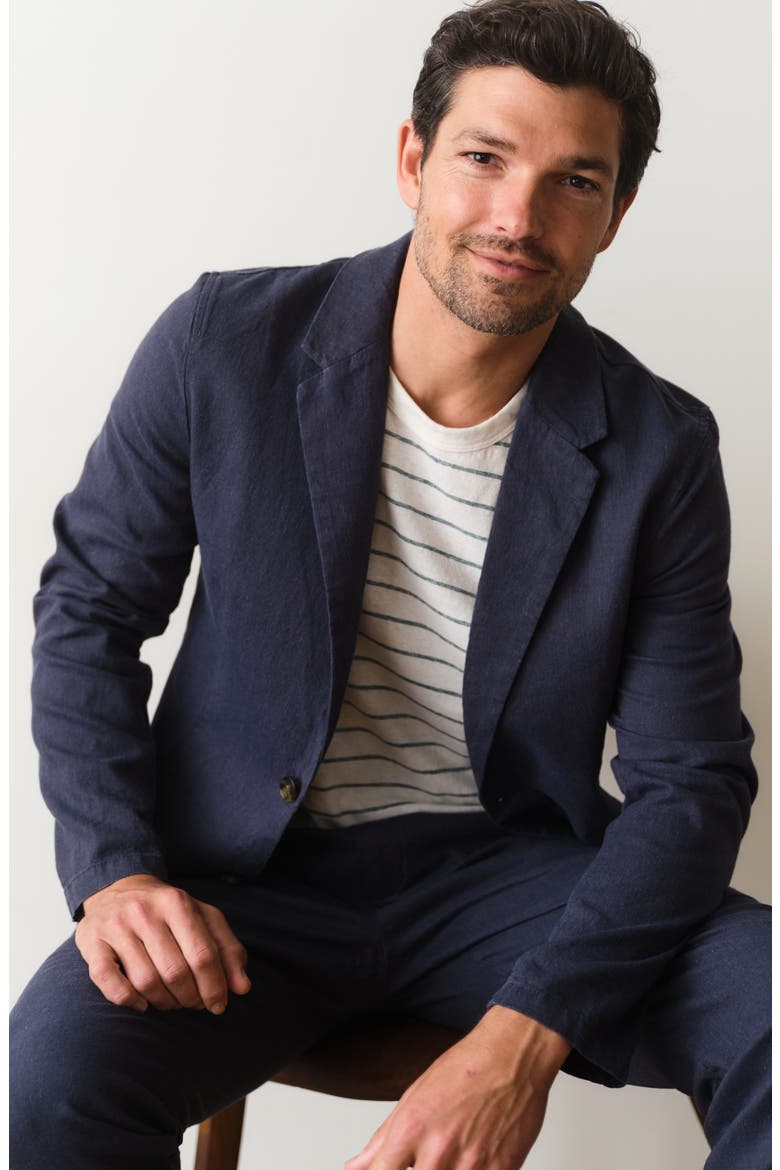 Hemp Blend Blazer, Alternate, color, NAVY