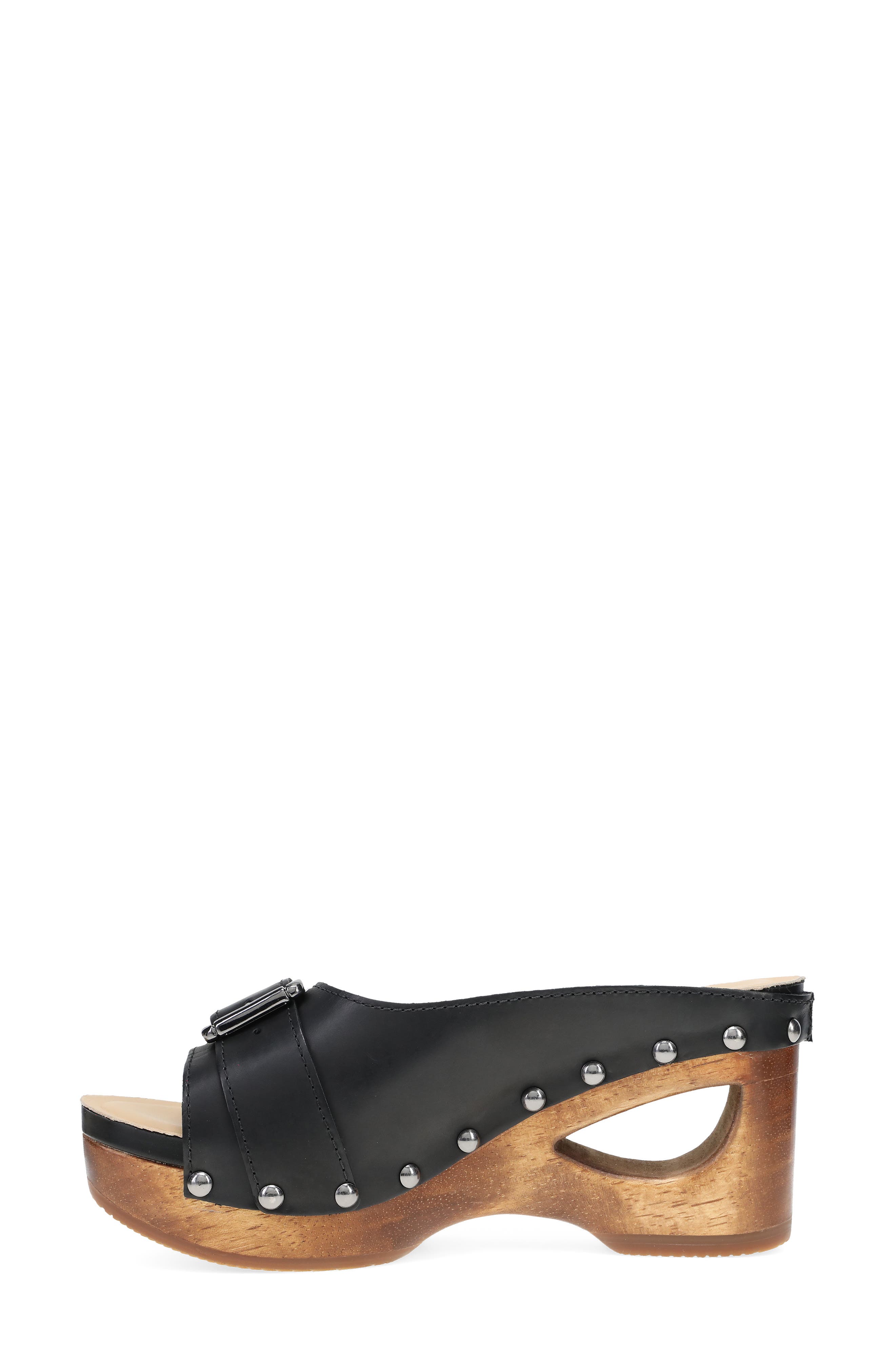 Dansko Adeline Platform Wedge Slide Sandal, Alternate, color, Black Calf