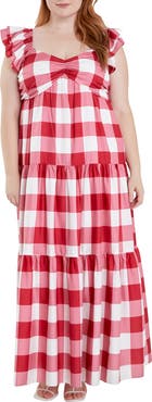 English Factory Gingham Tiered Maxi Dress