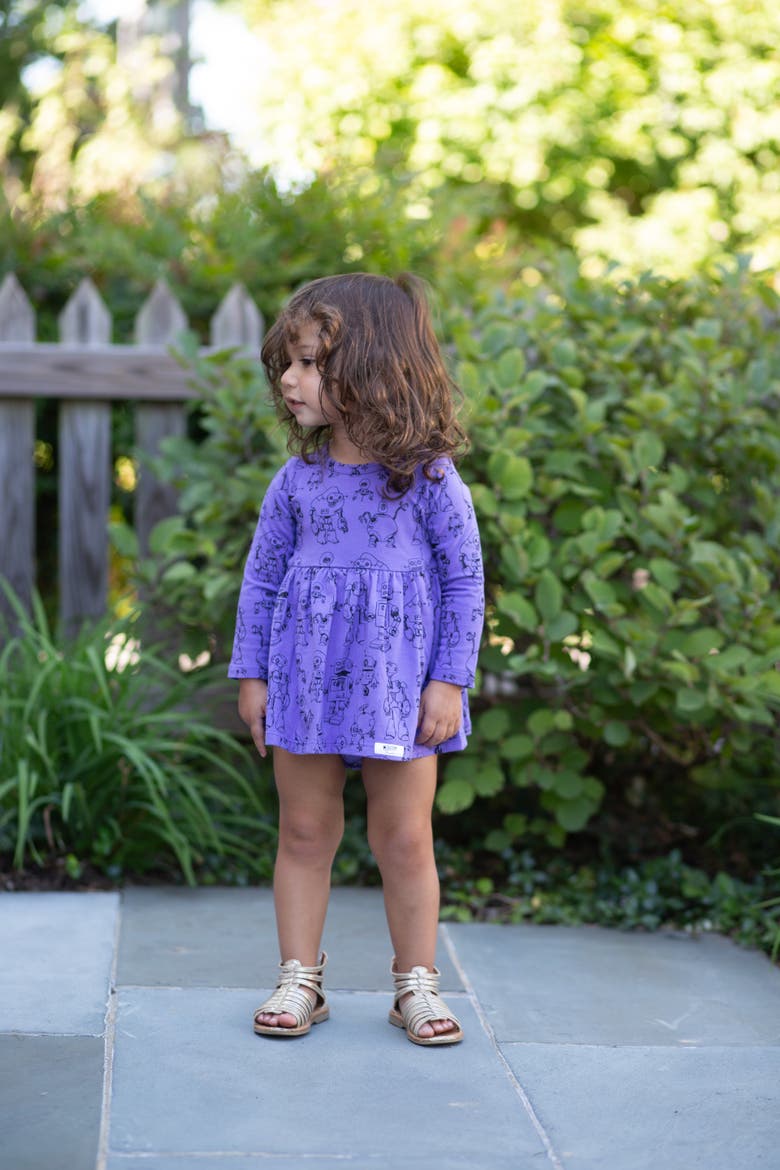 Printed Long Sleeve Bubble Romper, Alternate, color, Robots