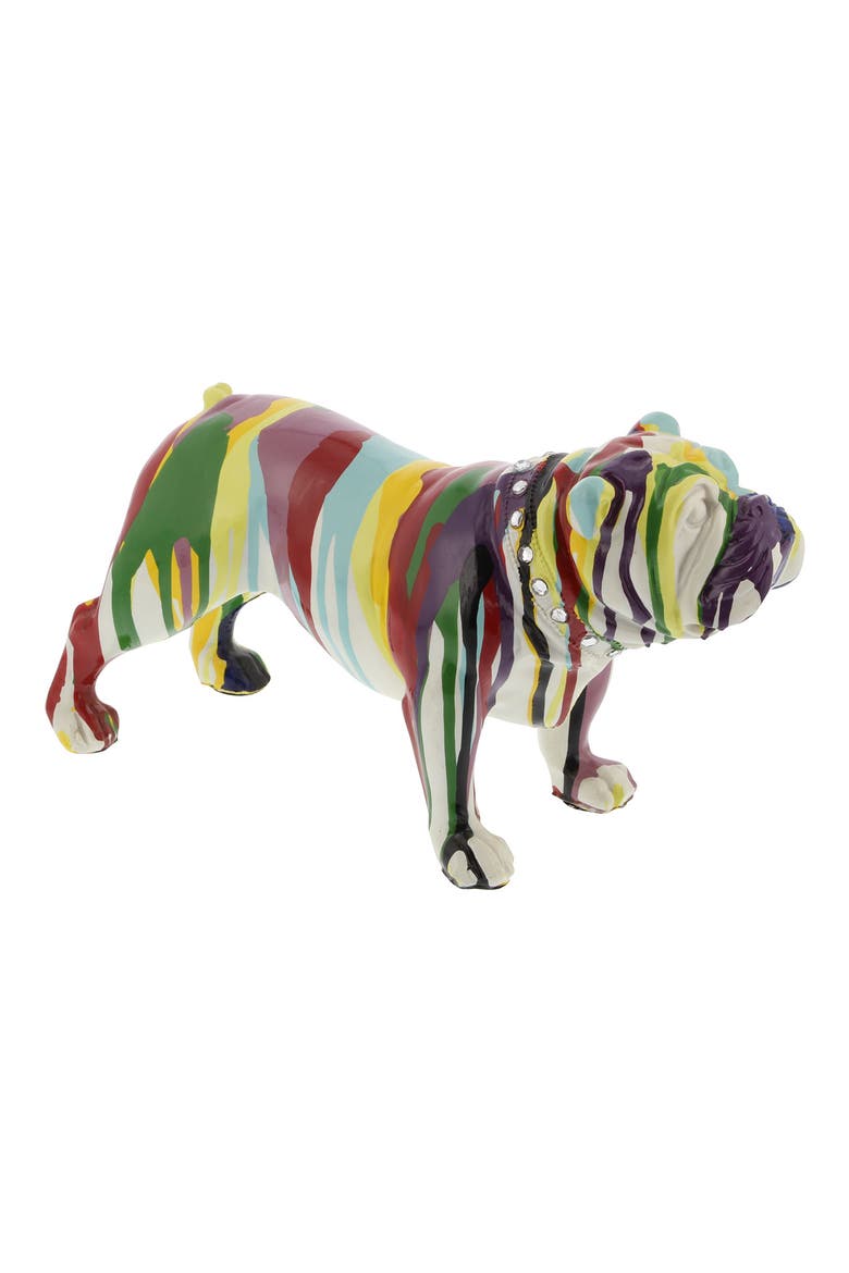 Multicolored Polystone Graffiti Bulldog Sculpture, Alternate, color, MULTI