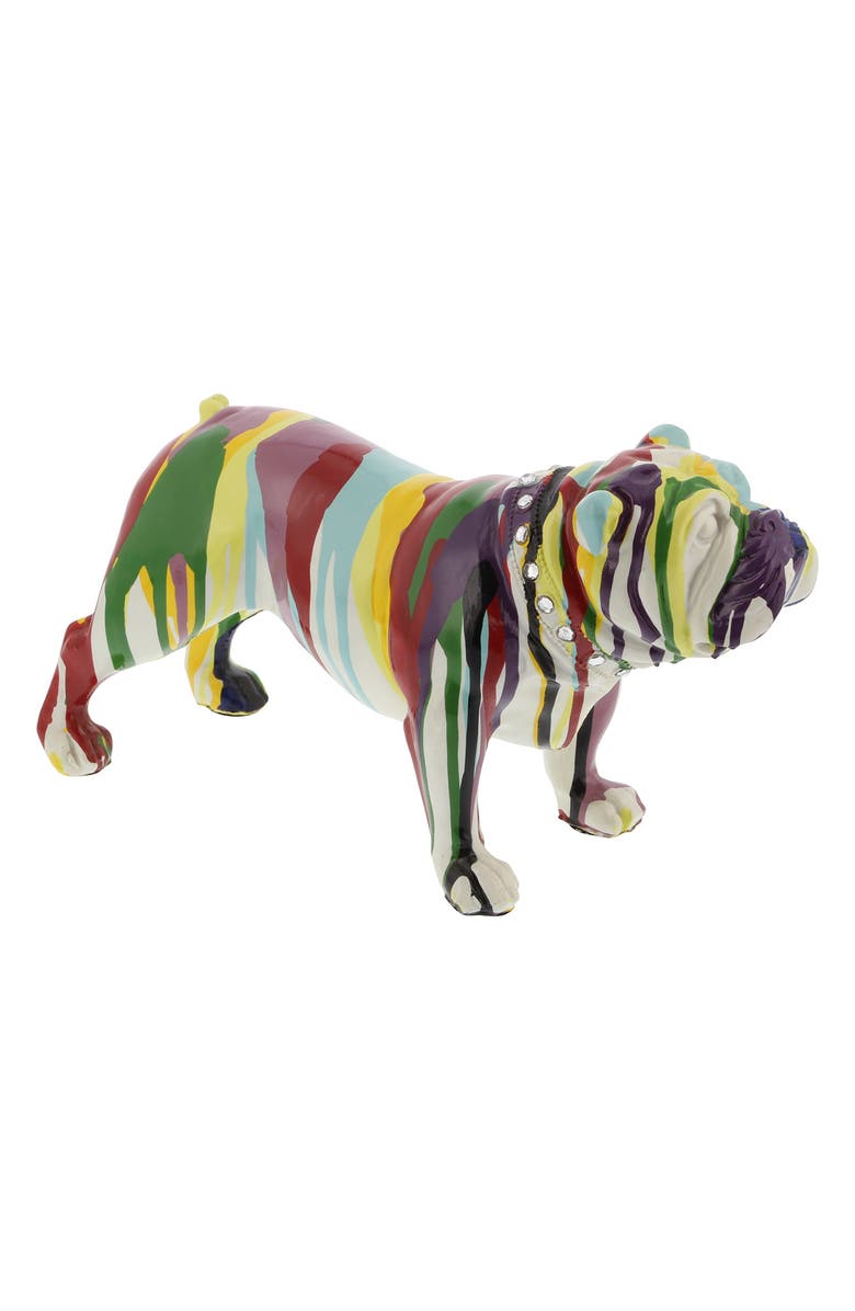 Novogratz Multicolored Polystone Graffiti Bulldog Sculpture, Alternate, color,