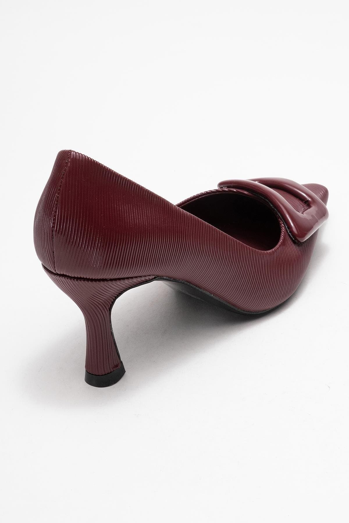 Astra Buckle Pointed Toe Pump, Alternate, color, Burgundy