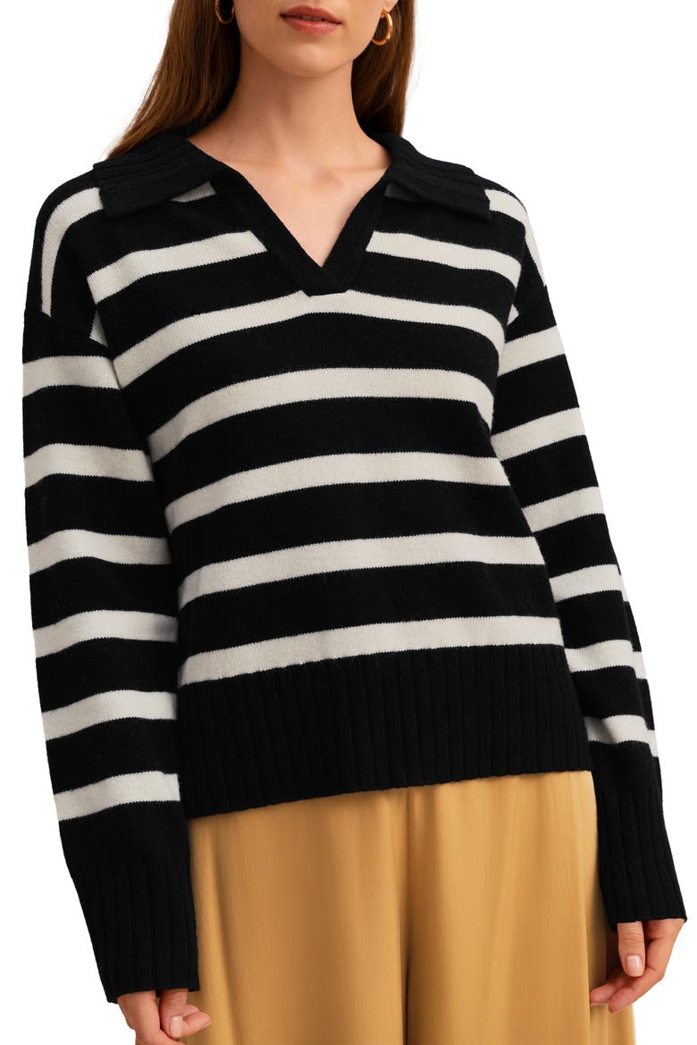 The Gilly Stripe Sweater, Main, color, Black