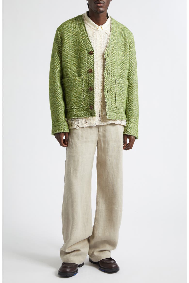 Pavel Fray Edge Cotton & Virgin Wool Cardigan, Alternate, color, ERUCA GREEN TWILL