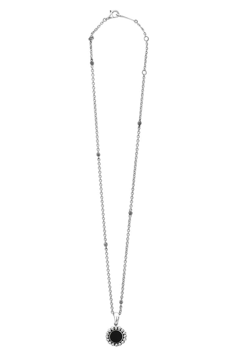 Maya Circle Pendant Necklace, Main, color, SILVER/ ONYX