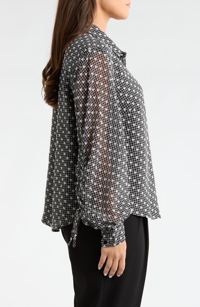 Liverpool Plaid Dobby Swiss Dot Top, Alternate, color, Black/ White Plaid