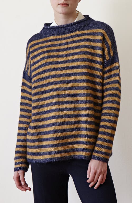 Oyun Striped Guernsey Sweater In Navy/golden