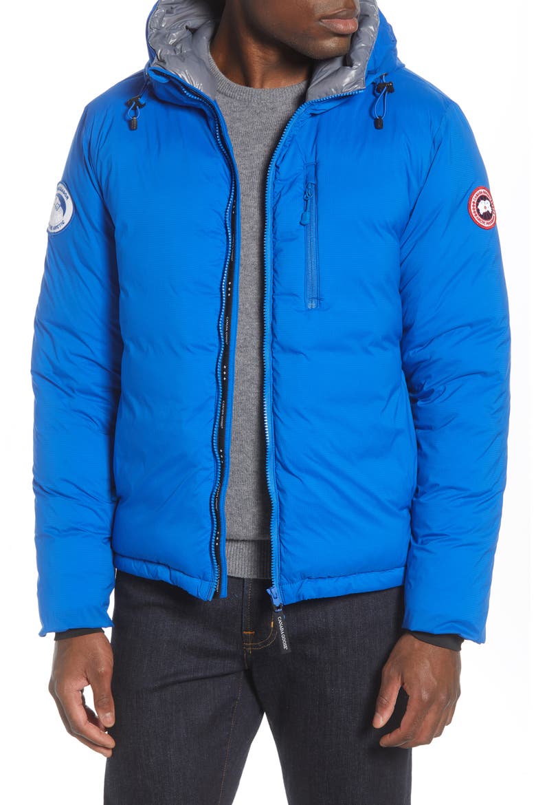 PBI Lodge Slim Fit Packable 750 Fill Power Down Hooded Jacket, Main, color, ROYAL PBI BLUE