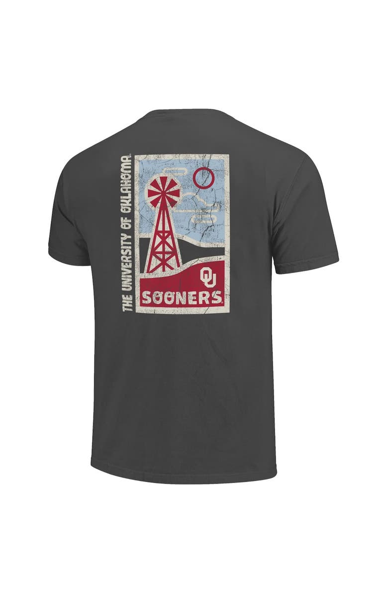 IMAGE ONE Men's Graphite Oklahoma Sooners Comfort Colors Minimal Vista Distressed Graphics T-Shirt, Alternate, color, Graphite