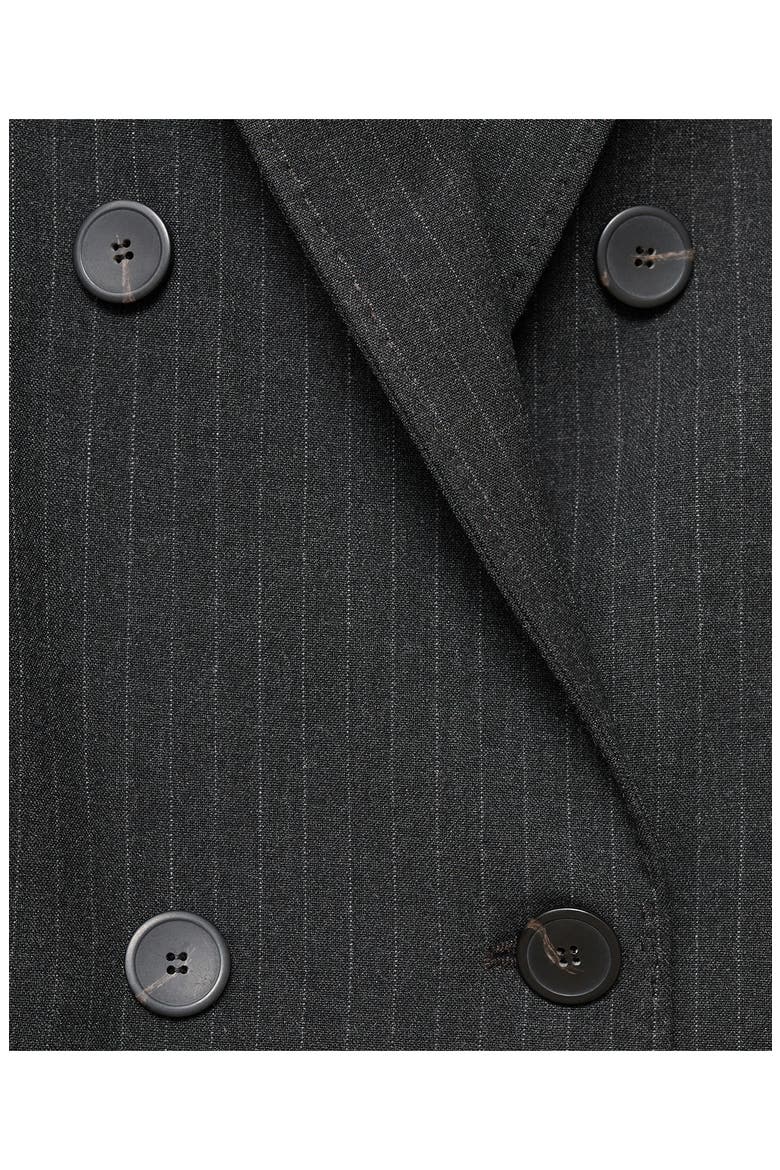 Pinstripe Double Breasted Blazer, Alternate, color, DARK HEATHER GREY