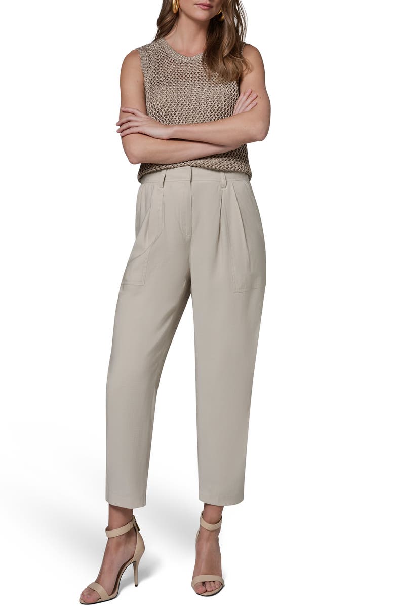 Donna Karan New York Pleated Crop Pants, Alternate, color, Tuscan Grey