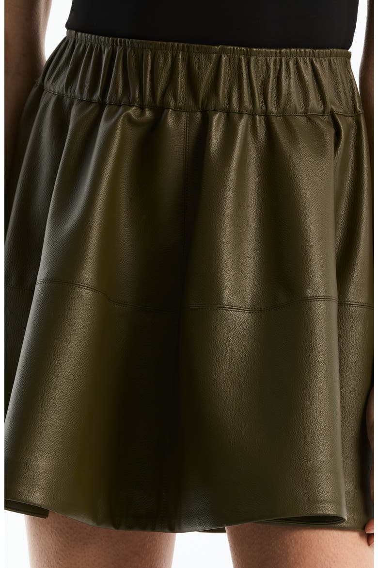 Faux Leather Skater Miniskirt, Alternate, color, OLIVE NIGHT