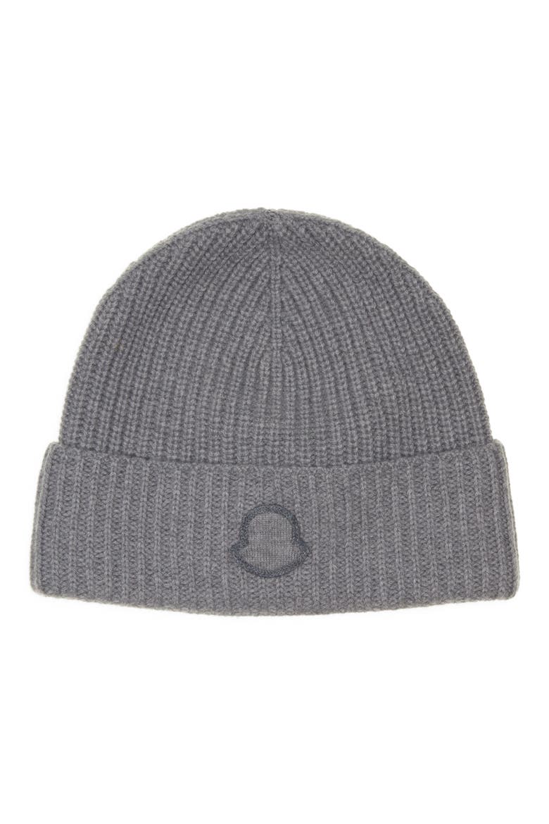 Edit Logo Embroidered Cashmere Beanie, Main, color, GRAY