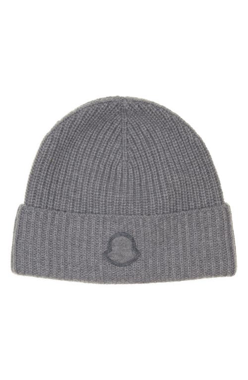 Moncler Edit Logo Embroidered Cashmere Beanie In Gray