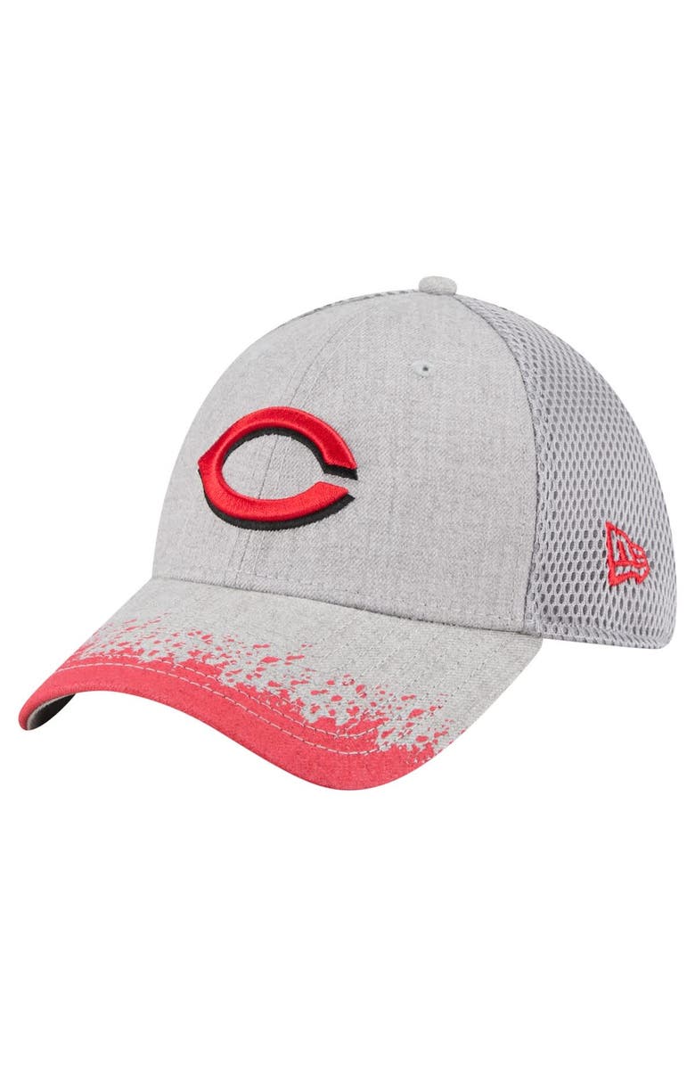 New Era Men's New Era Gray Cincinnati Reds Visor Paint Splatter 39THIRTY Flex Hat, Main, color, Gray