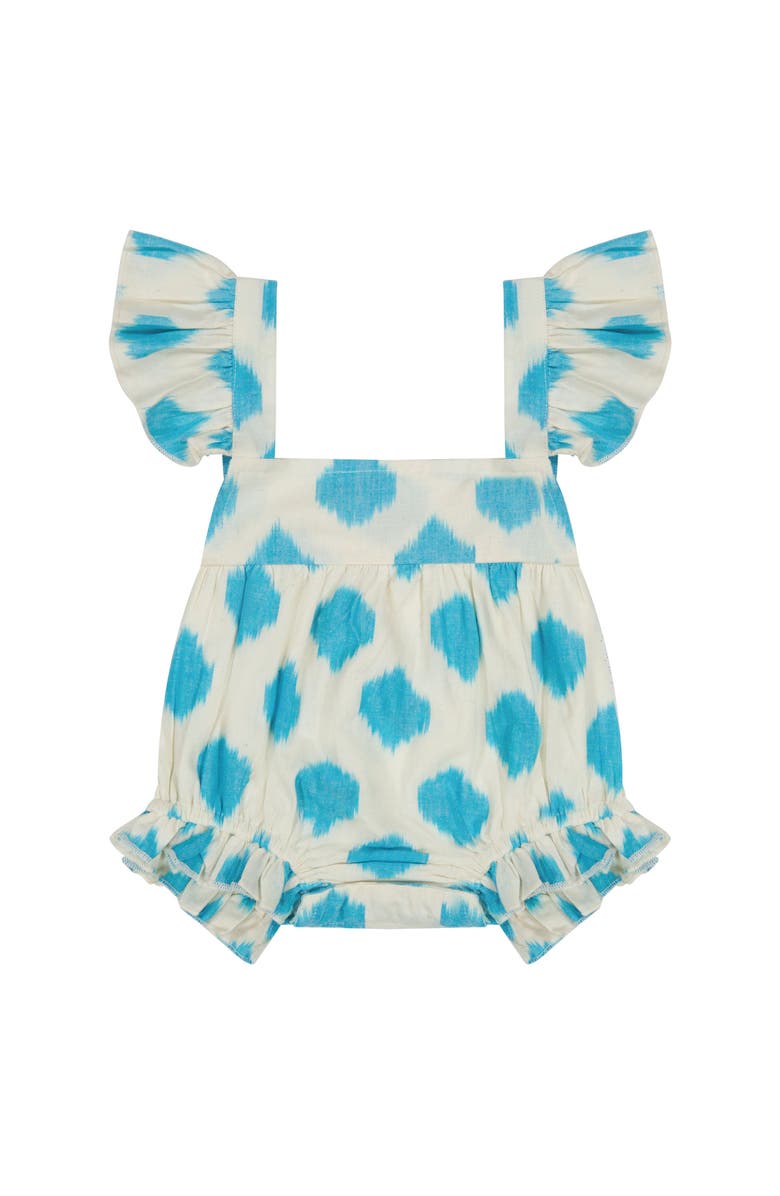 Mer St. Barth Chloe Baby Romper Cream Aqua Ikat, Main, color, Cream Aqua Ikat