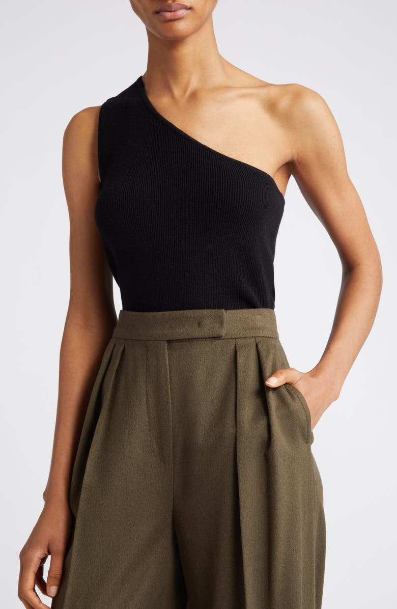 Max Mara Vetro One-Shoulder Rib Wool & Cashmere Tank, Alternate, color, 