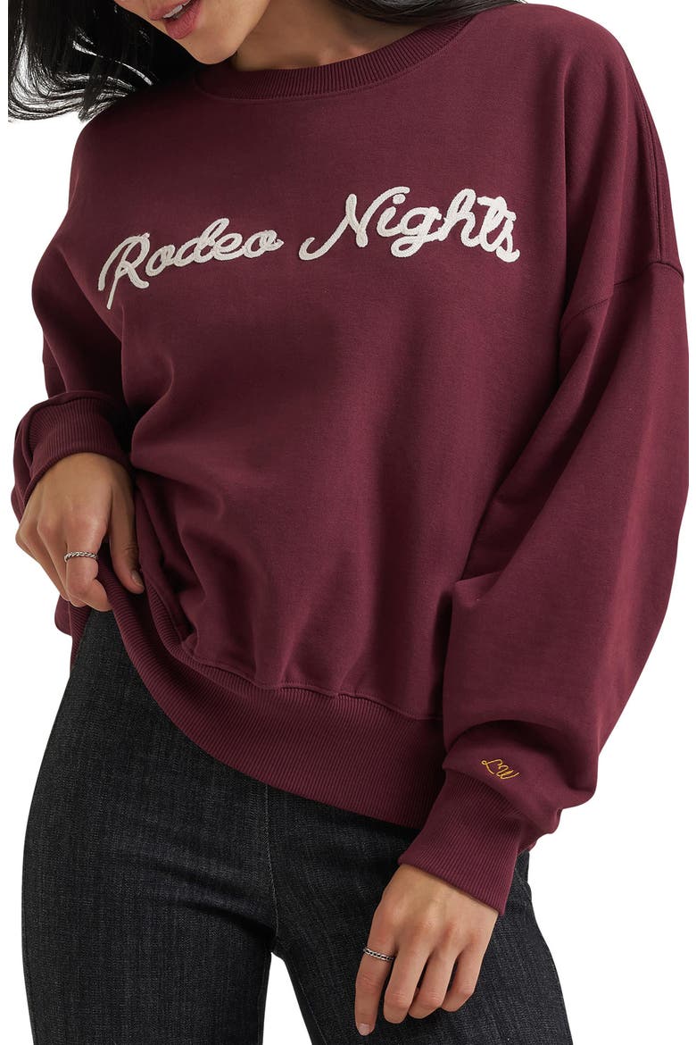 Rodeo Nights Graphic Sweatshirt, Alternate, color, BURGUNDY
