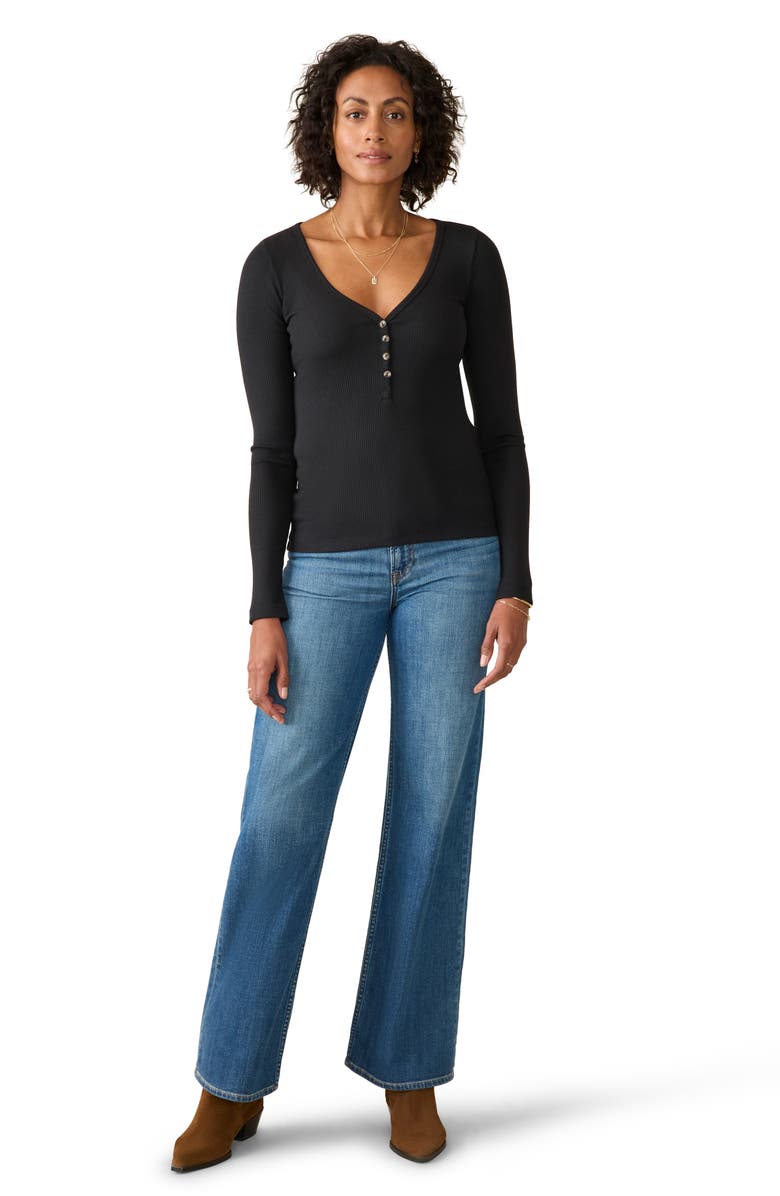 Faherty Freestyle Rib Henley, Alternate, color, Black