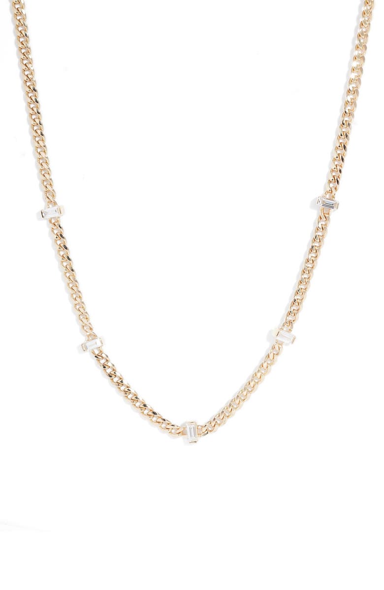 Zoë Chicco Diamond Baguette Station Necklace, Main, color, 