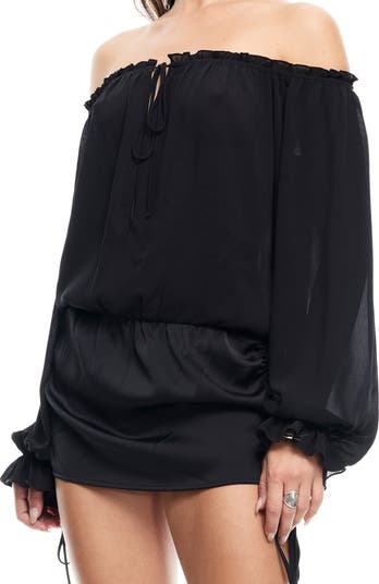 Sevigny Off the Shoulder Long Sleeve Minidress