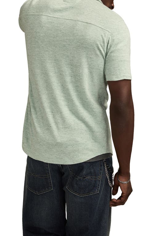 Lucky Brand Slub Knit Short Sleeve Cotton Blend Button-up Shirt In Green