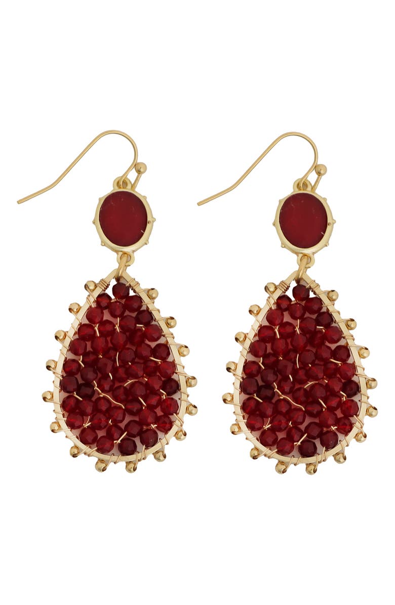 Panacea Crystal Beaded Teardrop Earrings, Main, color, Burgundy
