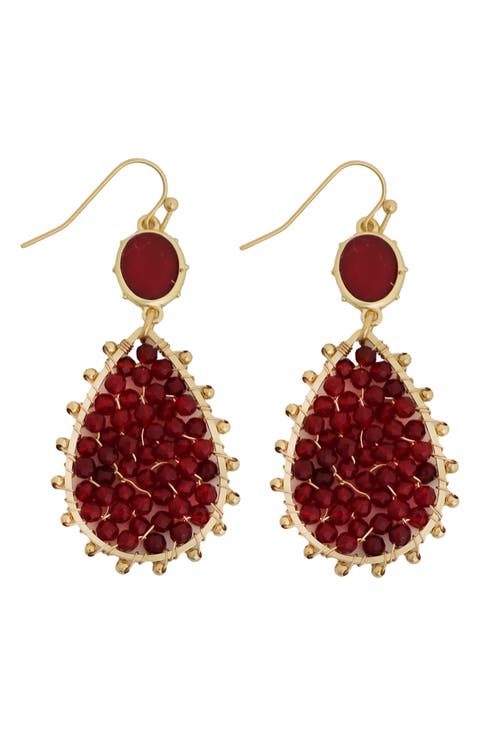 Crystal Beaded Teardrop Earrings