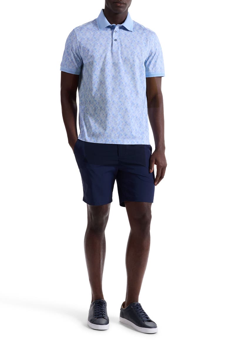 Bugatchi Vance OoohCotton<sup>®</sup> Leaf Print Polo, Alternate, color, Sky