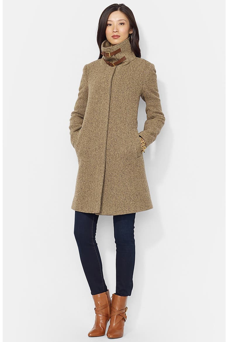 Buckle Tab Collar Wool Blend Coat, Main, color, CZAR TAN