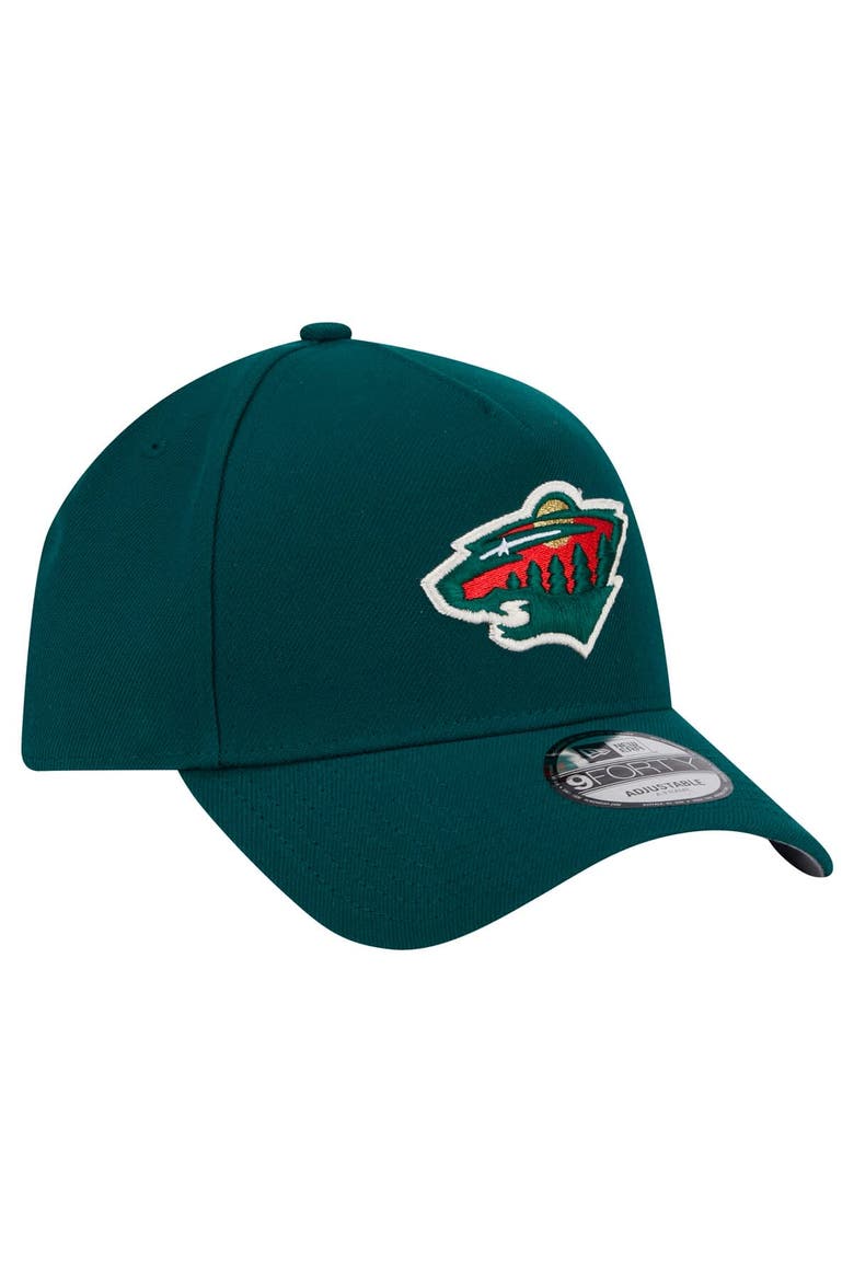 Men's New Era  Green Minnesota Wild Core A-Frame 9FORTY Adjustable Hat, Alternate, color, Green