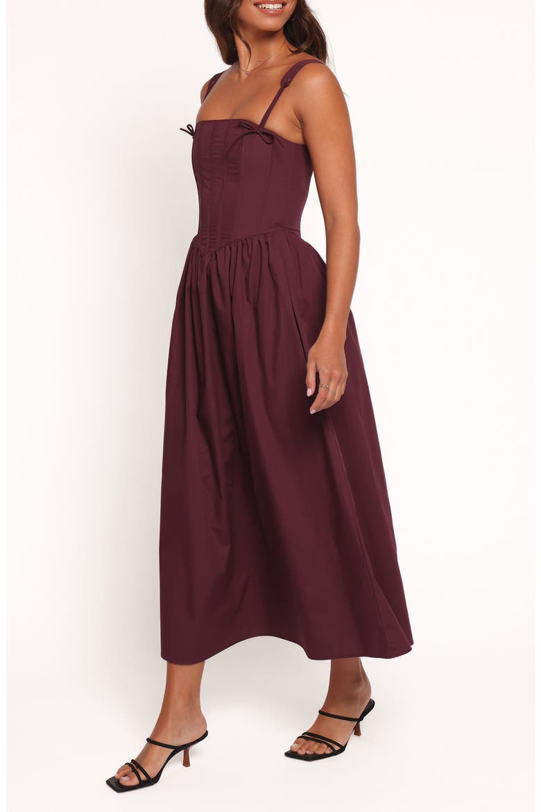 Zenobia Corset Midi Dress, Alternate, color, CHERRY