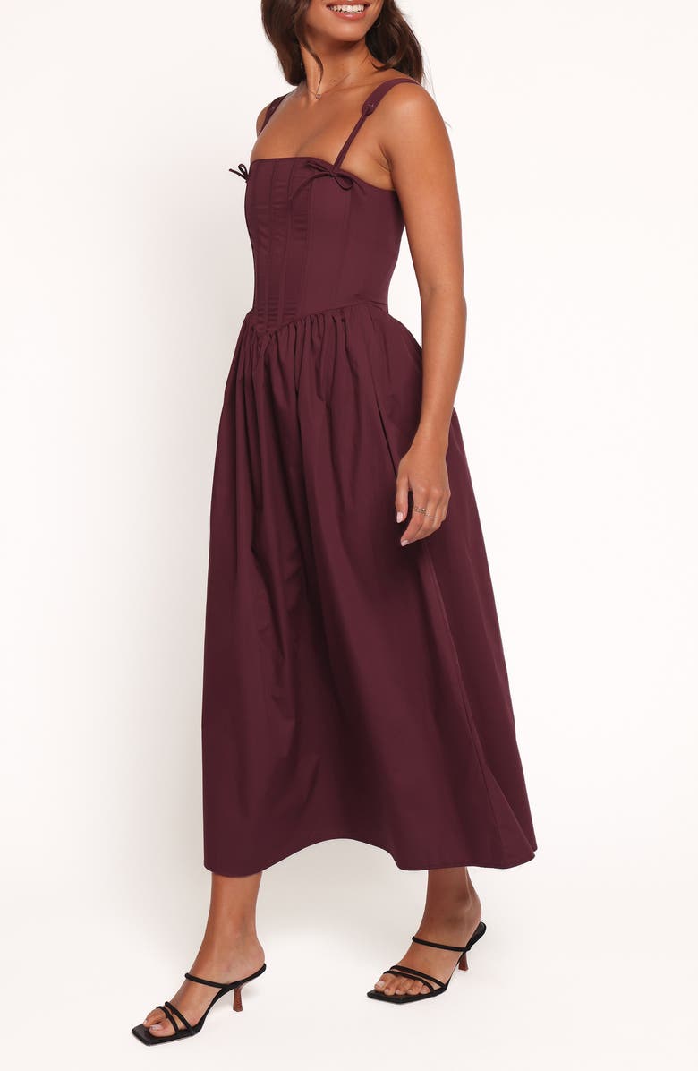 Petal & Pup Zenobia Corset Midi Dress, Alternate, color, Cherry