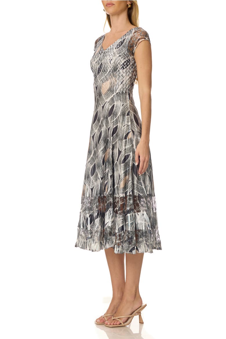 Lace Inset Charmuese Dress with Cap Sleeves, Alternate, color, Black Eye
