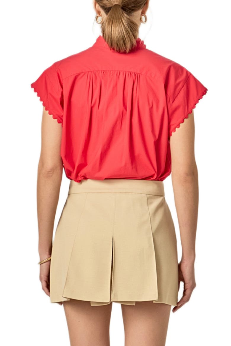 Rickrack Trim Button-Up Cotton Shirt, Alternate, color, RED