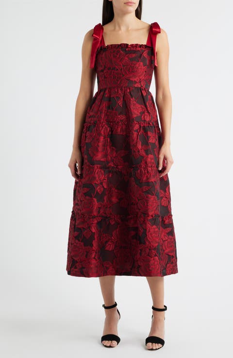 Floral Jacquard Sleeveless Dress