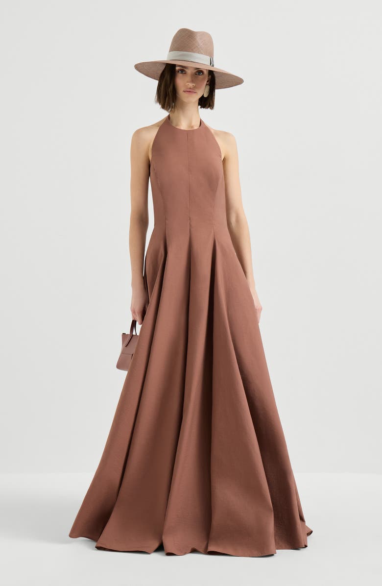 Brunello Cucinelli Halterneck dress, Alternate, color, Orange