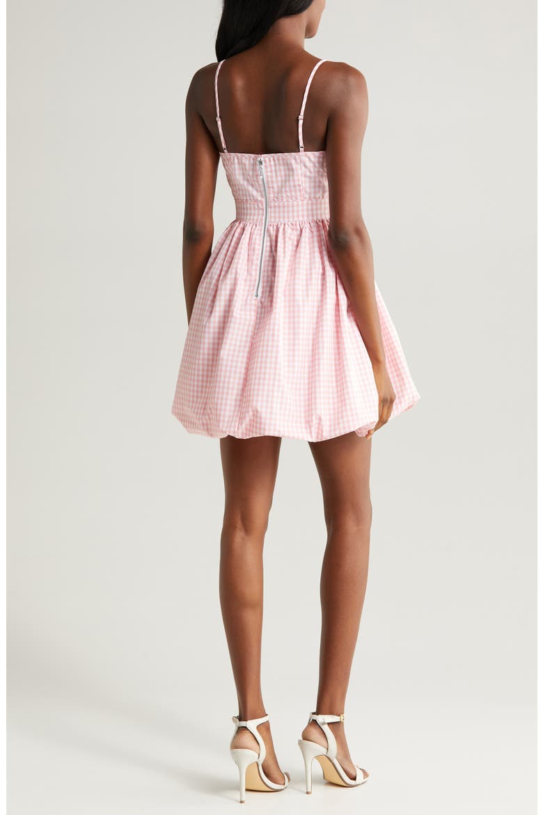 Gingham Bubble Hem Dress, Alternate, color, ROSE LINEN