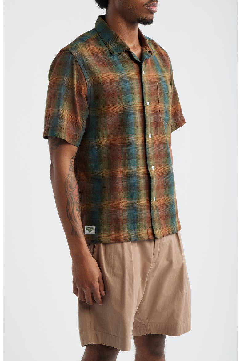 Plaid Resort Shirt, Alternate, color, BROWN