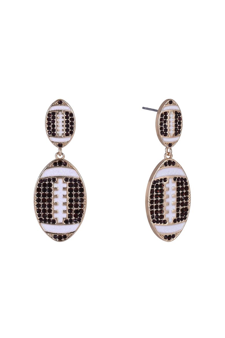 Game Day Stone Football Earrings, Main, color, Brown