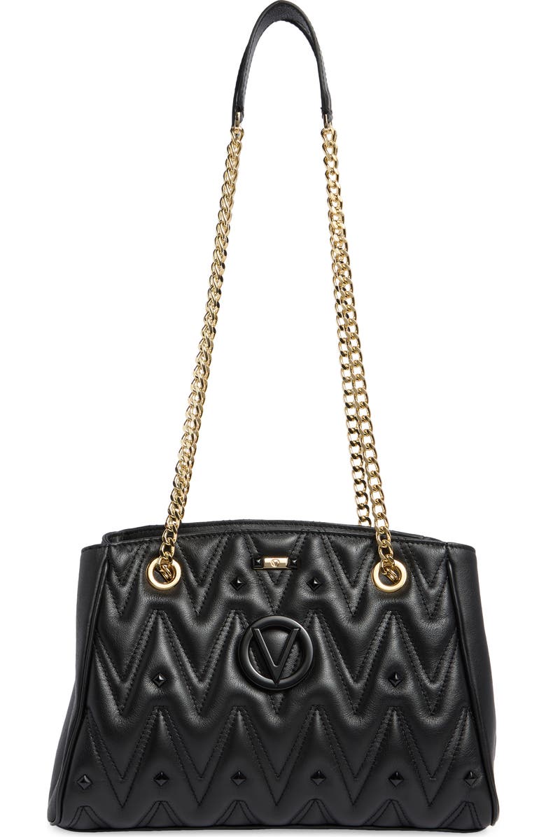VALENTINO BY MARIO VALENTINO Angelina Diamond Quilted Leather Tote Bag, Main, color, Black