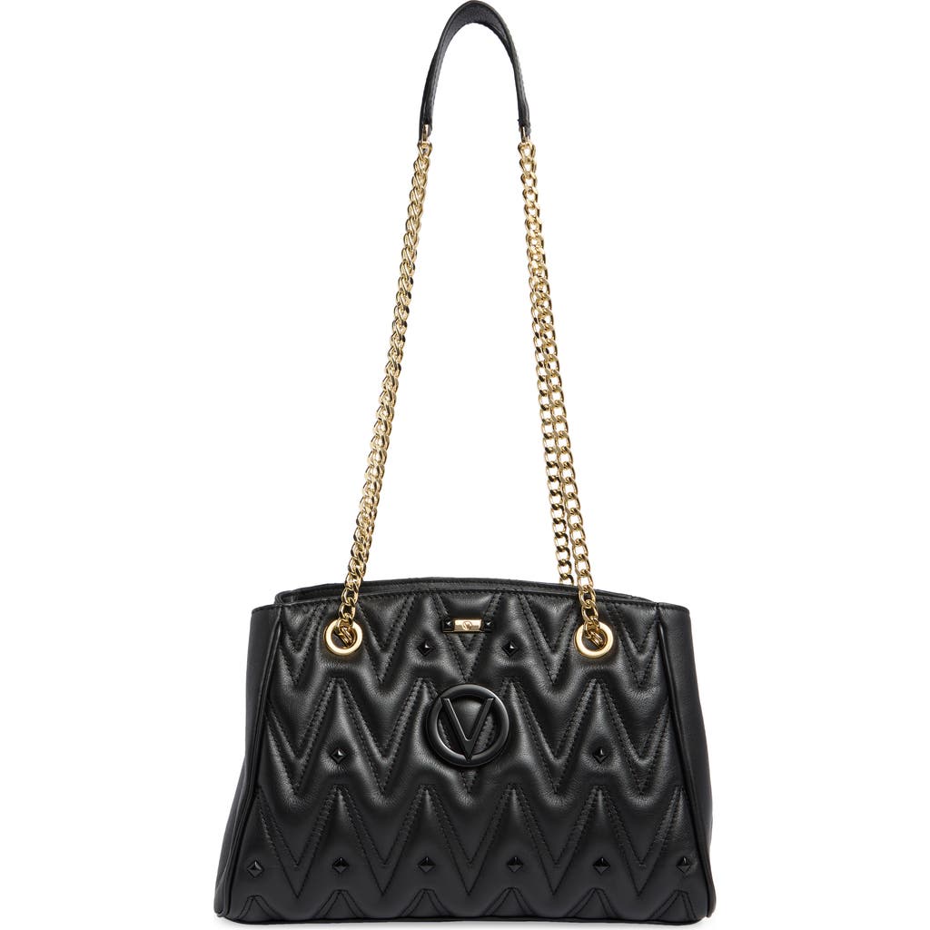 Valentino By Mario Valentino Angelina Diamond Quilted Leather Tote Bag In Black