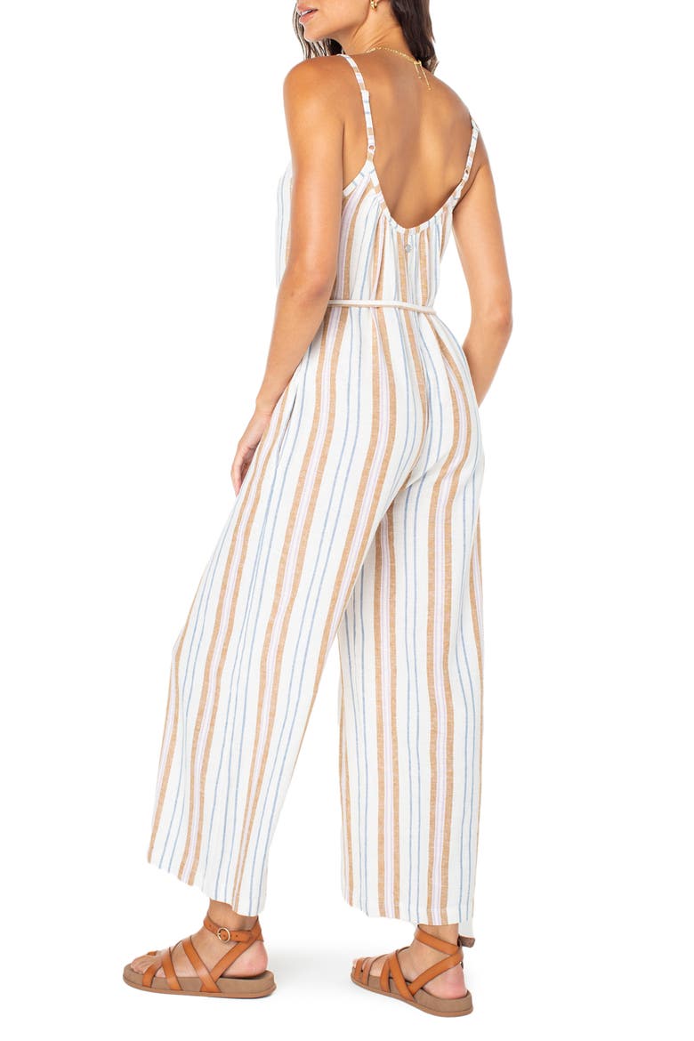 Gale Stripe Linen Blend Jumpsuit, Alternate, color, TIGERLILY PORTO STRIPE