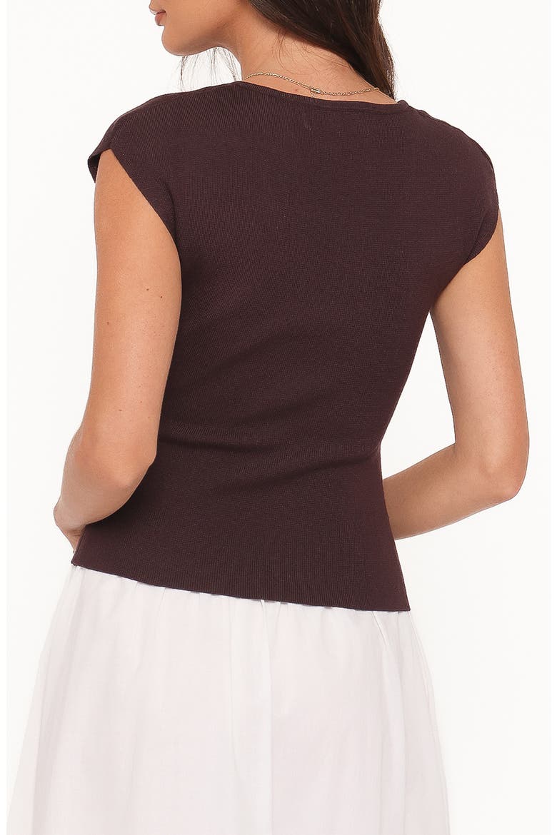 Side Ruched Knit Top, Alternate, color, CHOCOLATE BROWN