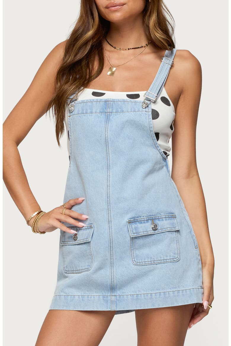 Denim Overall Minidress, Main, color, LIGHT-BLUE