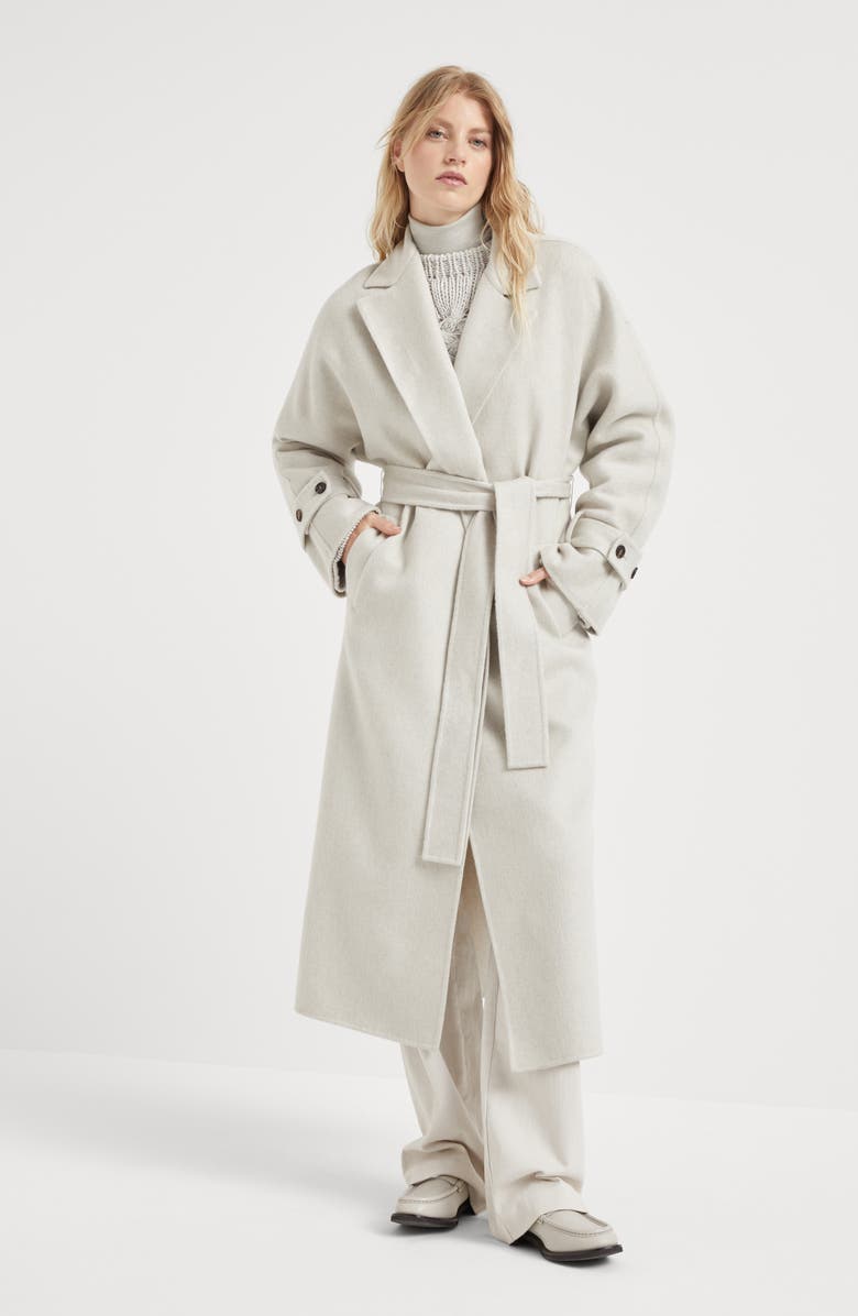 Brunello Cucinelli Hand-crafted coat in cashmere double beaver cloth with monili, Alternate, color,