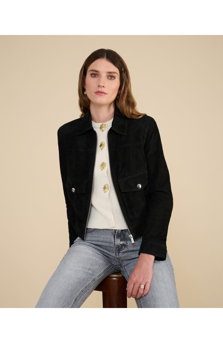 Furniq UK Isabella Suede Jacket, Alternate, color, Black