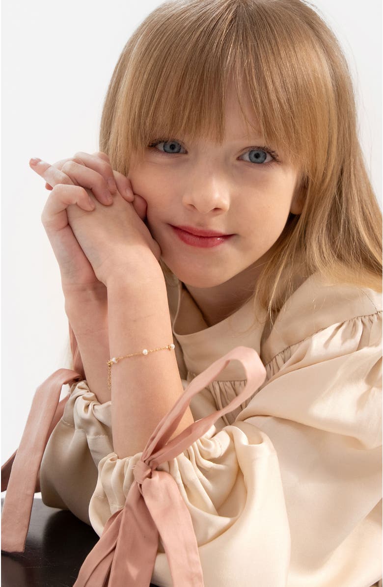 In Season Jewelry 14k 4mm Freshwater Cultured Pearl Bracelet, Alternate, color, White