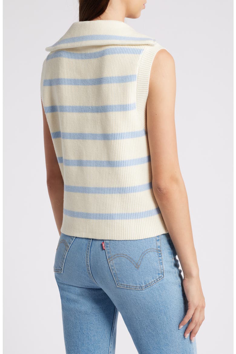 Stripe Sleeveless Half Zip Sweater, Alternate, color, IVORY/ POWDER BLUE